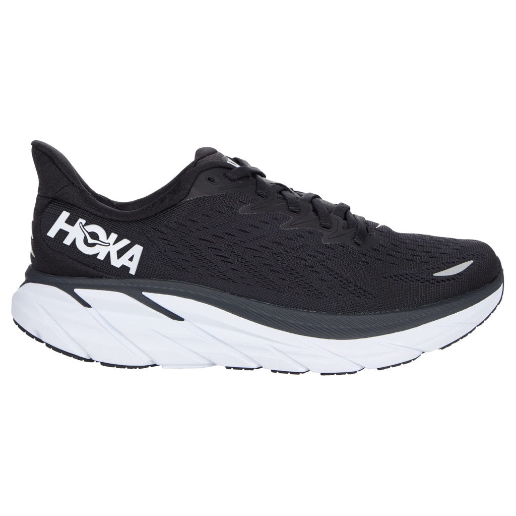 Hoka One One Clifton 8 Textile Mens Sneakers#color_black white