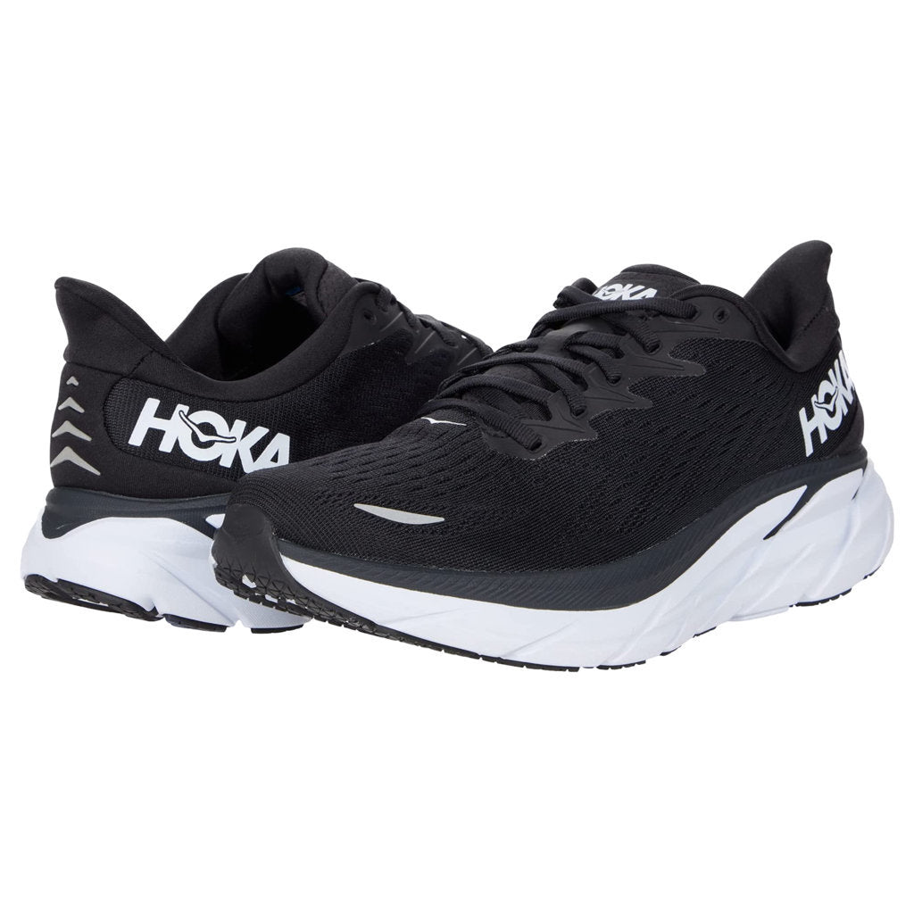 Hoka One One Clifton 8 Textile Mens Sneakers#color_black white