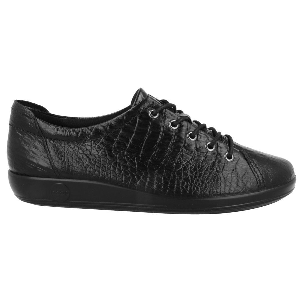 Ecco Soft 2.0 206503 Leather Womens Sneakers#color_black