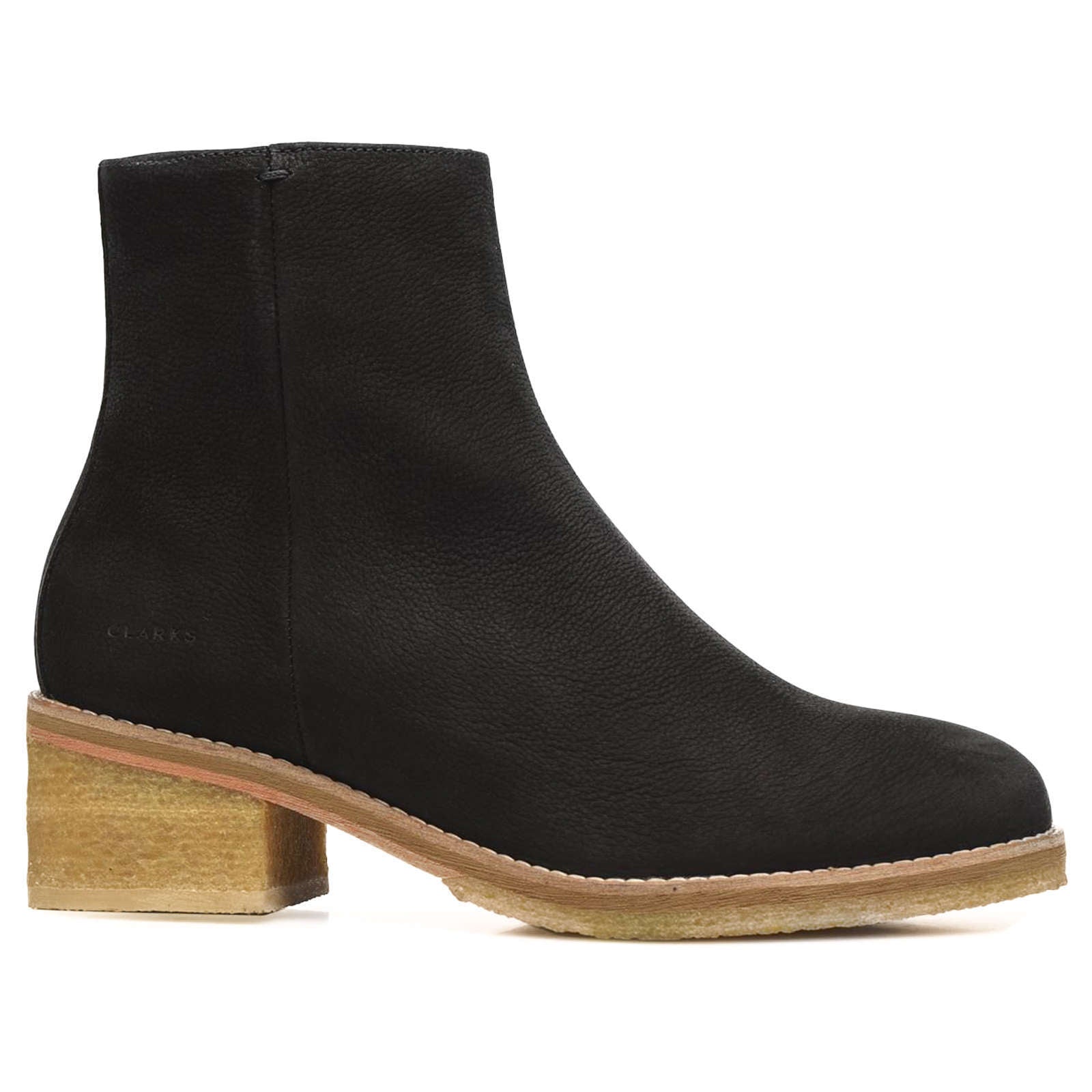 Clarks Originals Amara Crepe Nubuck Leather Women's Heeled Ankle Boots#color_black