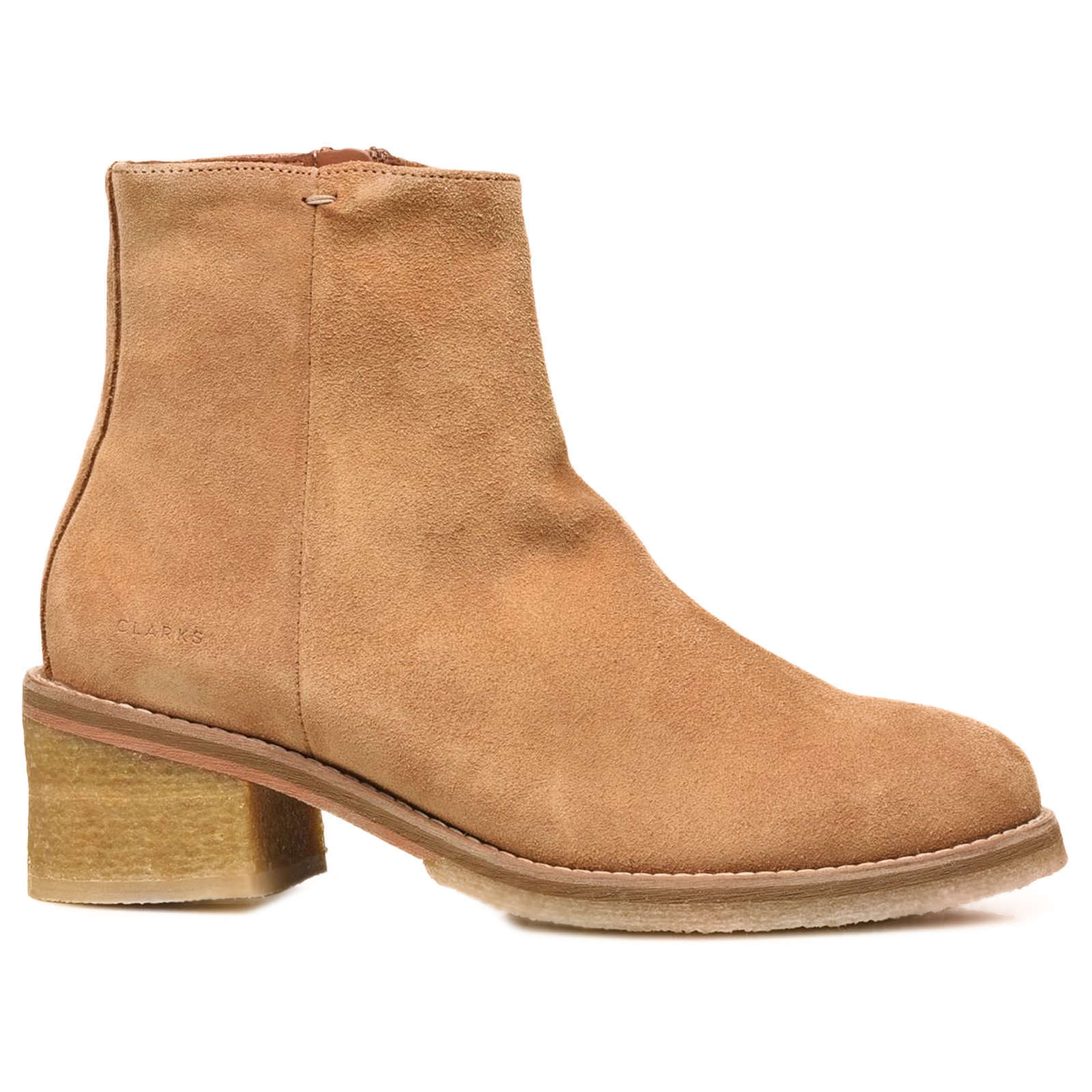 Clarks Originals Amara Crepe Suede Leather Women's Heeled Ankle Boots#color_tan