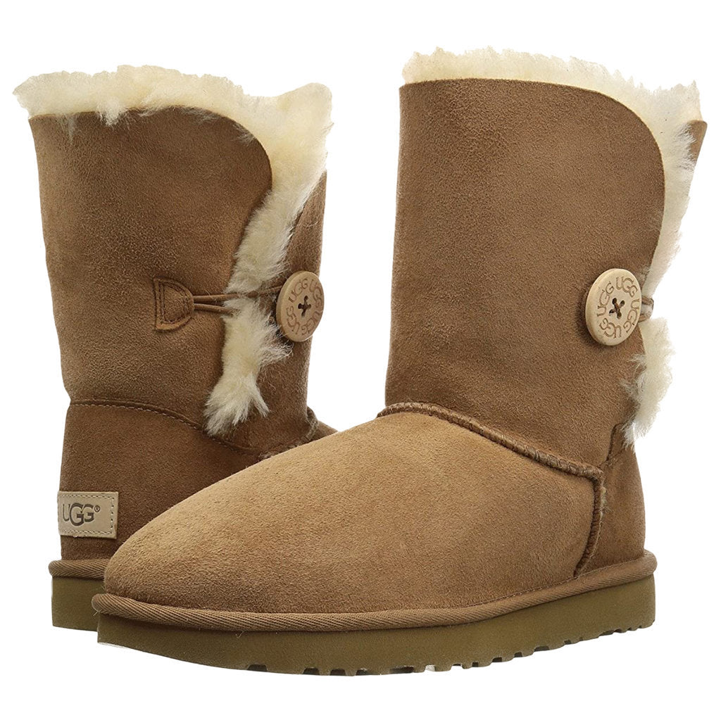 UGG Short Bailey Button II Suede Sheepskin Women's Winter Boots#color_chesnut
