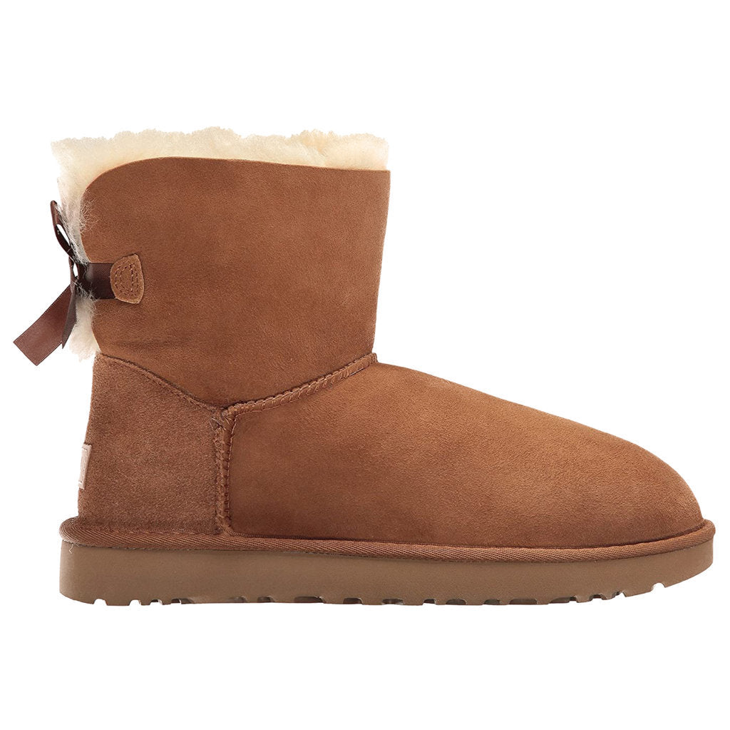 UGG Mini Bailey Bow II Suede Sheepskin Women's Winter Boots#color_Chestnut