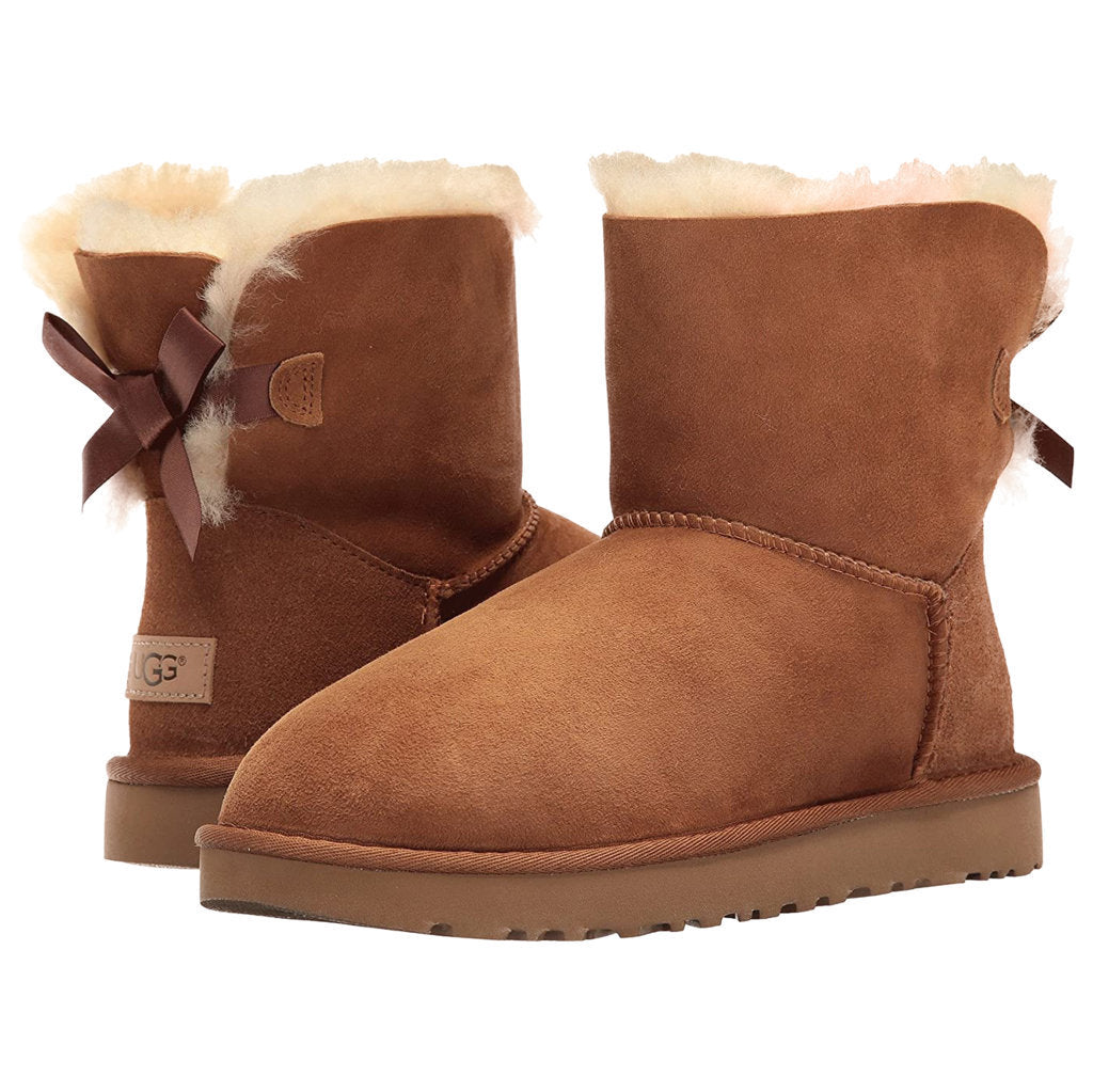 UGG Mini Bailey Bow II Suede Sheepskin Women's Winter Boots#color_Chestnut