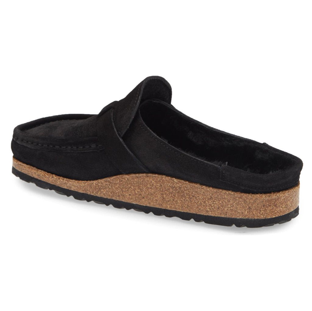 Birkenstock Buckley Shearling Suede Unisex Sandals#color_black