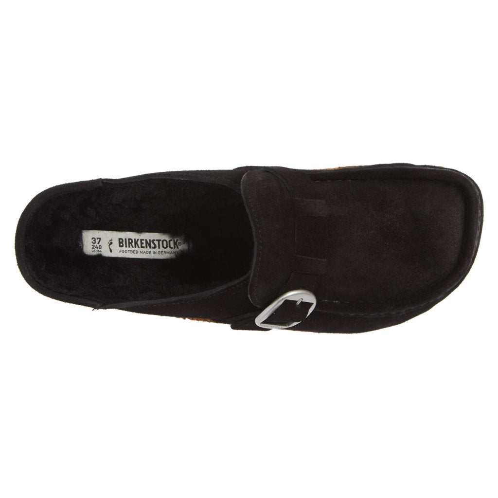 Birkenstock Buckley Shearling Suede Unisex Sandals#color_black