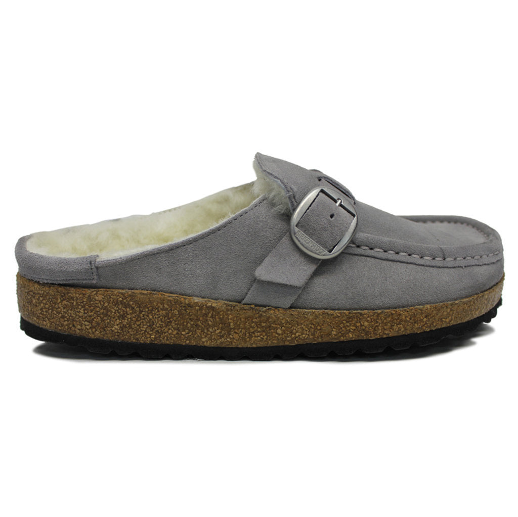 Birkenstock Buckley Shearling Suede Unisex Sandals#color_whale gray