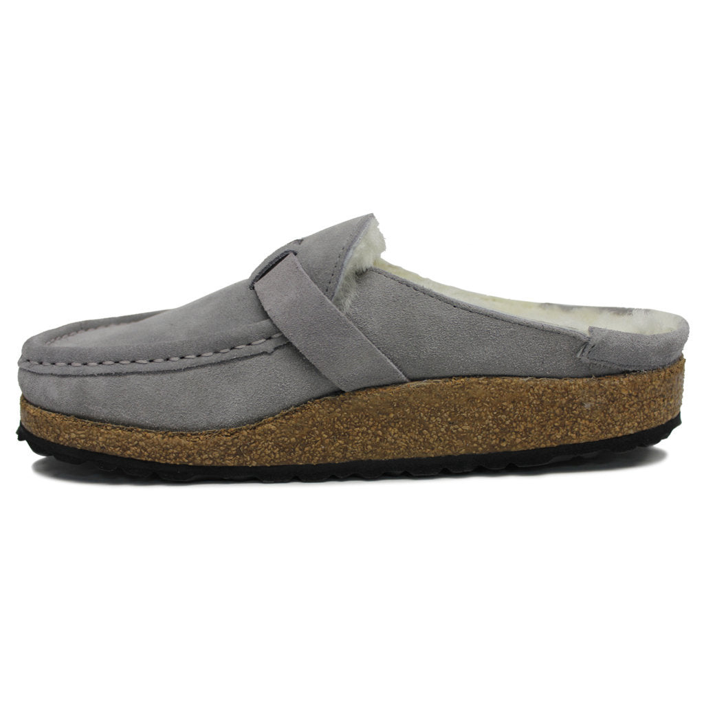 Birkenstock Buckley Shearling Suede Unisex Sandals#color_whale gray