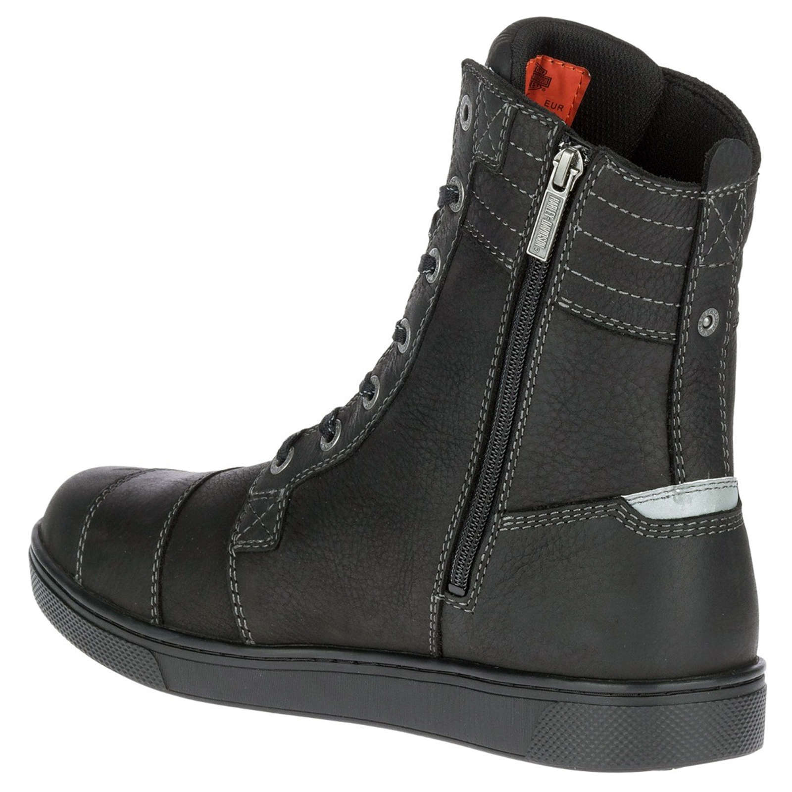 Harley Davidson Steinman Hi Waterproof Full Grain Leather Men's High-Top Sneakers#color_black