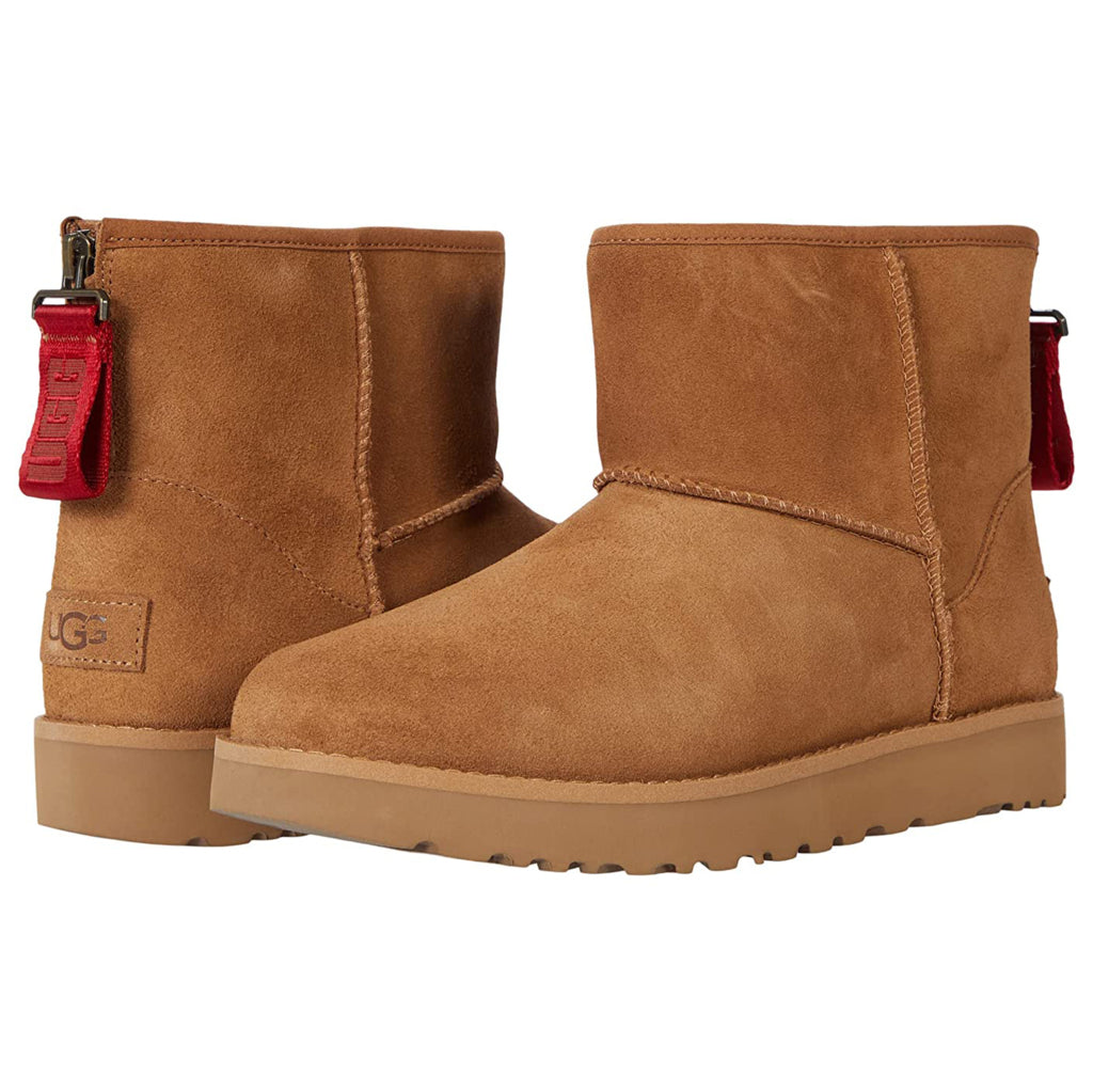 UGG Classic Mini Logo Zip Sheepskin Women's Winter Boots#color_chestnut