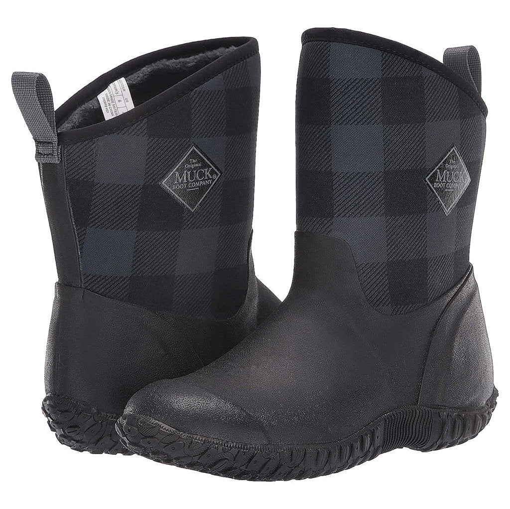 Muck Muckster II Mid Rubber Synthetic Womens Boots#color_black grey plaid