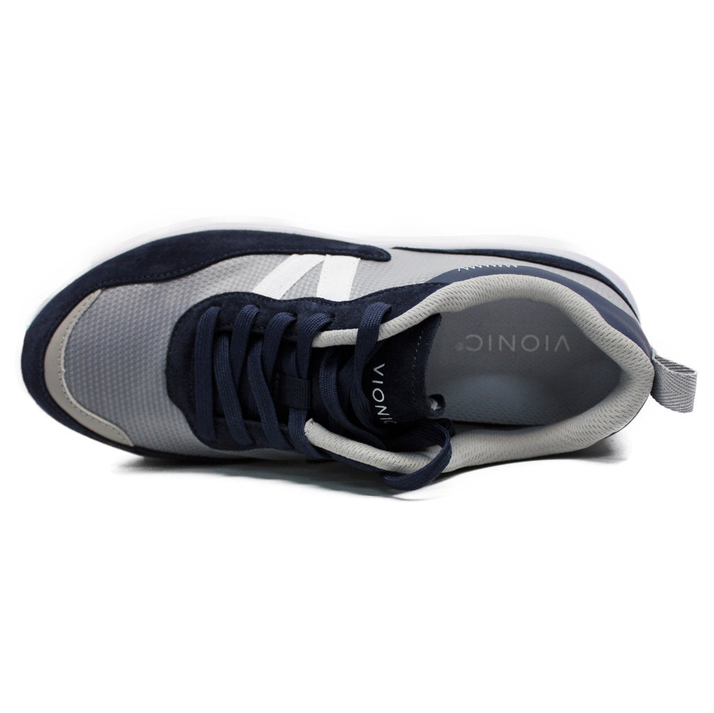 Vionic Ayse Leather Textile Womens Sneakers#color_navy