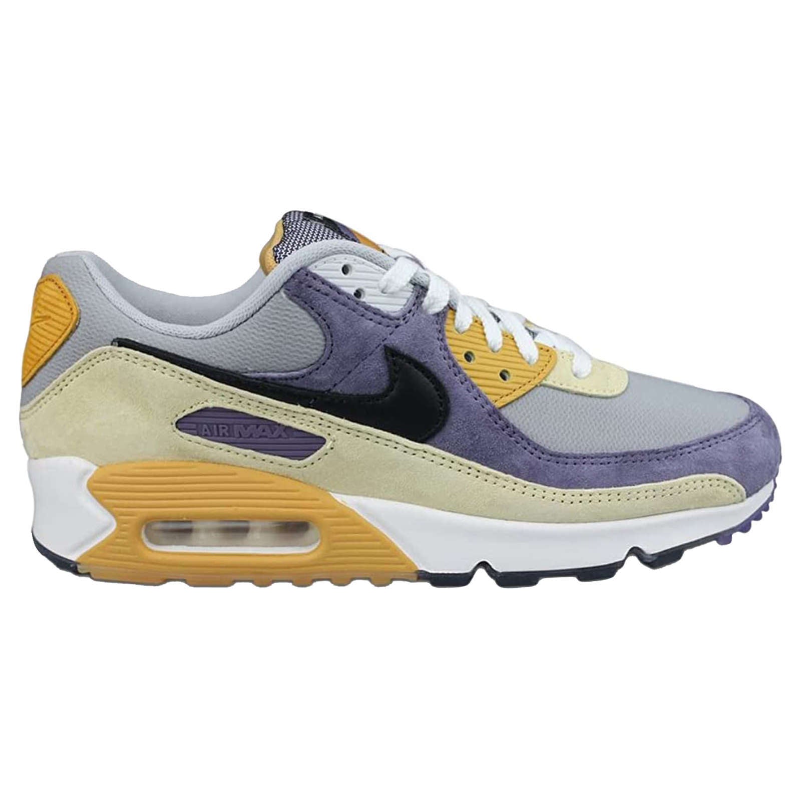 Nike Air Max 90 NRG Suede Leather Unisex Low-Top Sneakers#color_court purple black lemon drop