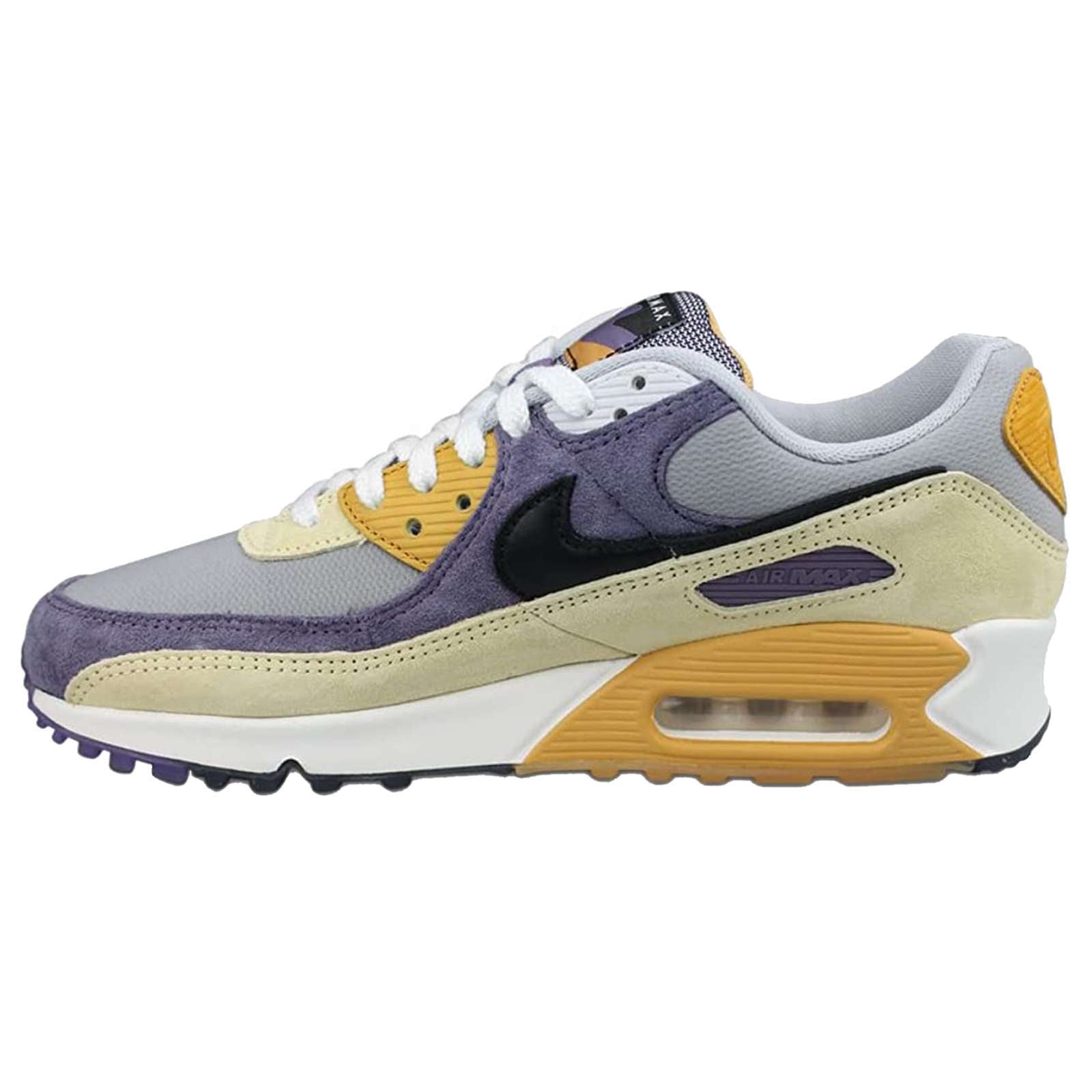 Nike Air Max 90 NRG Suede Leather Unisex Low-Top Sneakers#color_court purple black lemon drop