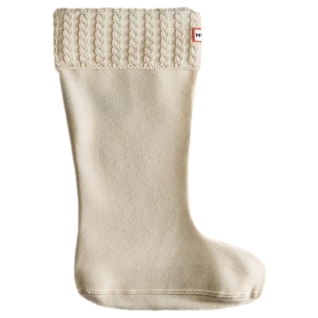 Hunter Recycled Mini Cable Sock Tall Synthetic Textile Unisex Socks #color_white