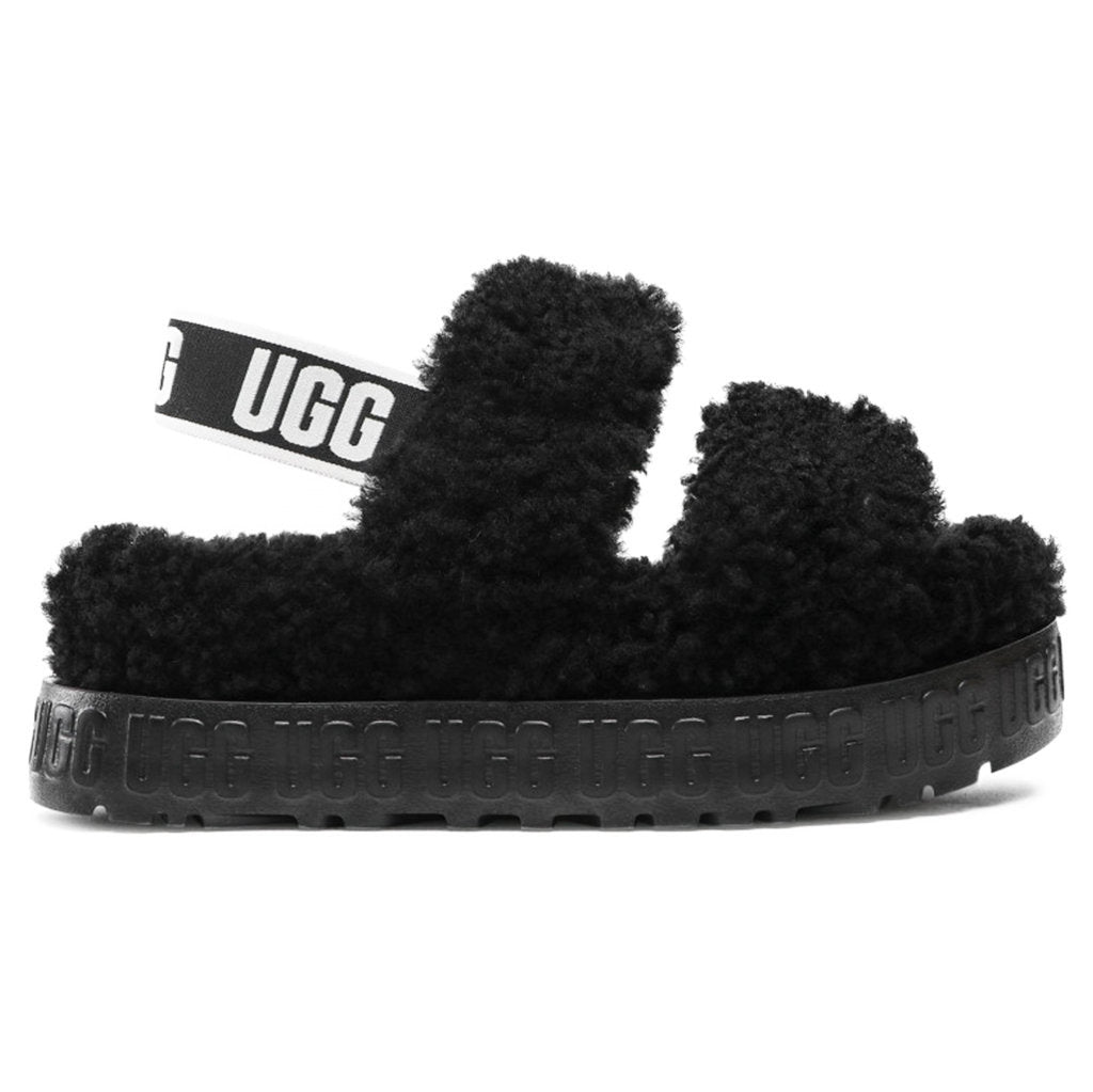 Ugg Oh Fluffita Fur Suede Womens Sandals#color_black