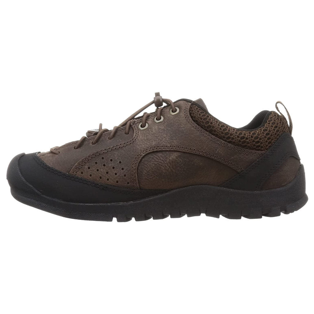 Keen Jasper Rocks Leather & Rubber Men's Hiking Sneakers#color_chestnut black