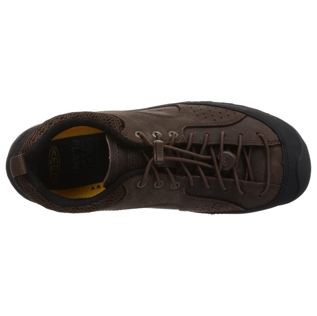 Keen Jasper Rocks Leather & Rubber Men's Hiking Sneakers#color_chestnut black