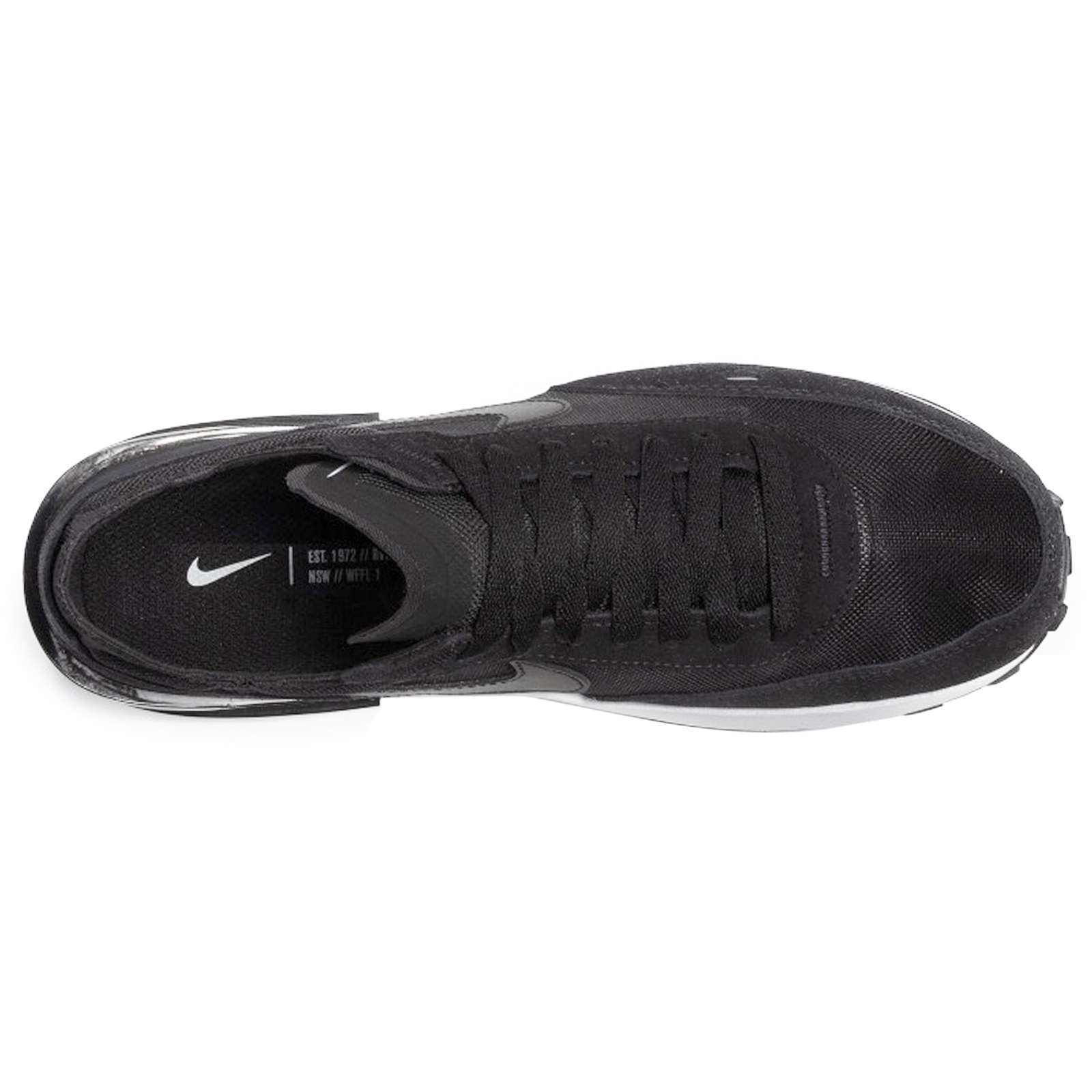 Nike Waffle One Leather Textile Men's Low-Top Sneakers#color_black black white orange