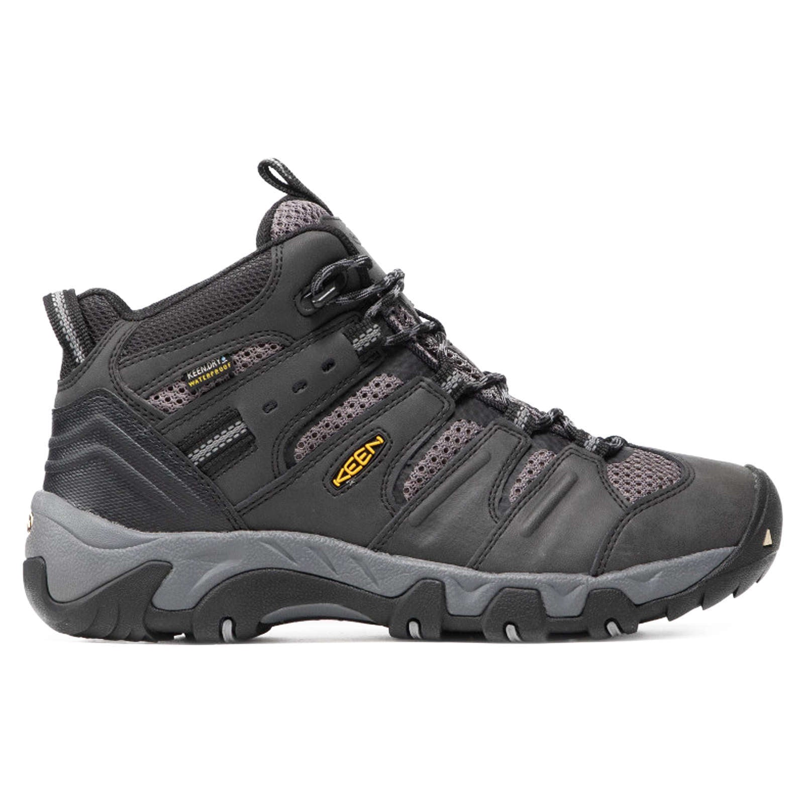 Keen Koven Mid Leather & Mesh Men's Waterproof Hiking Boots#color_black steel grey