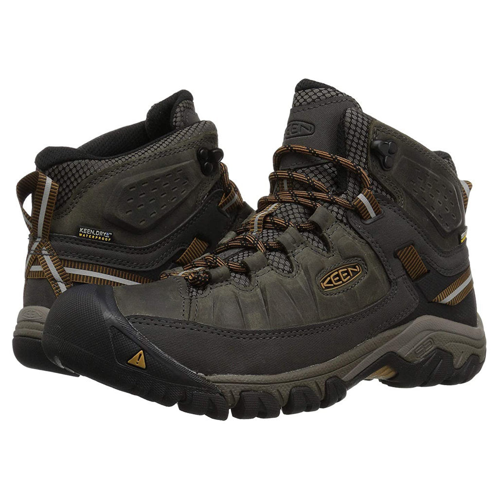 Keen Targhee III Mid WP Leather Textile Mens Boots#color_black olive golden brown
