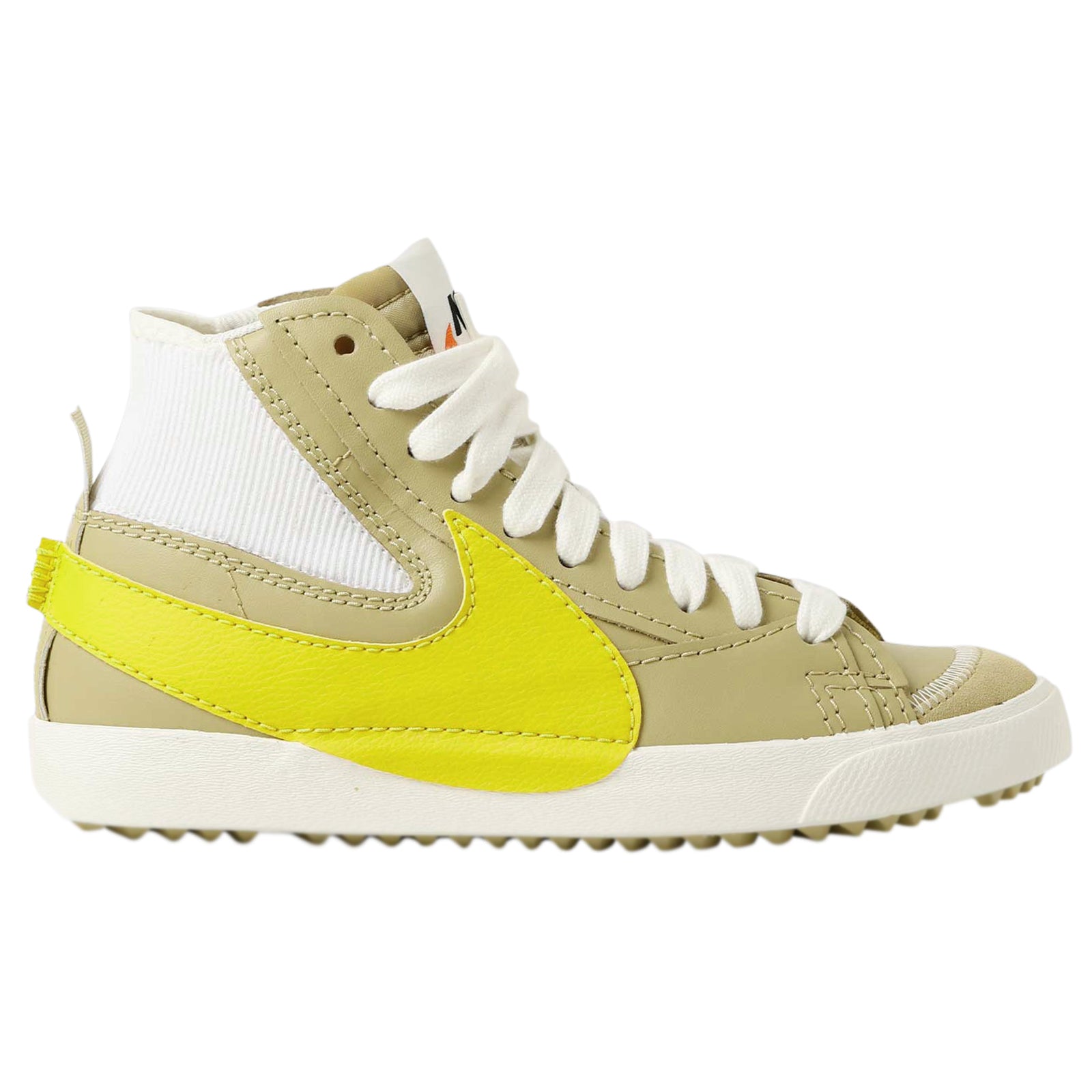 Nike Blazer Mid '77 Jumbo Leather Textile Unisex Sneakers#color_wheat grass vivid sulfur sail