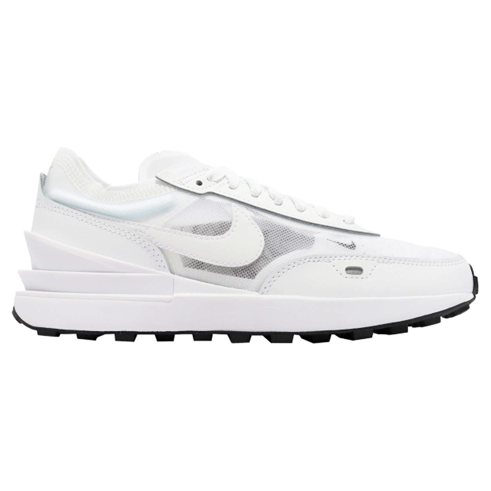 Nike Waffle One Leather Textile Women's Low-Top Sneakers#color_white white black