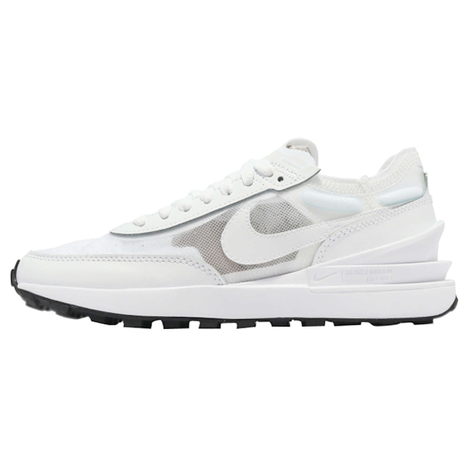 Nike Waffle One Leather Textile Women's Low-Top Sneakers#color_white white black