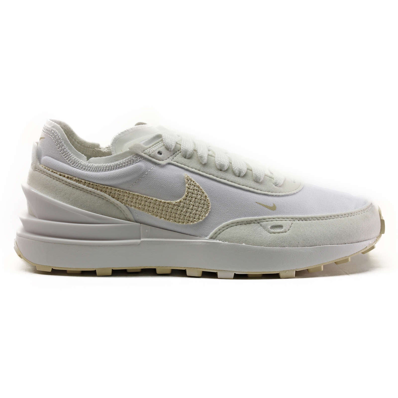 Nike Waffle One ESS Leather Textile Women's Low-Top Sneakers#color_summit white fossil