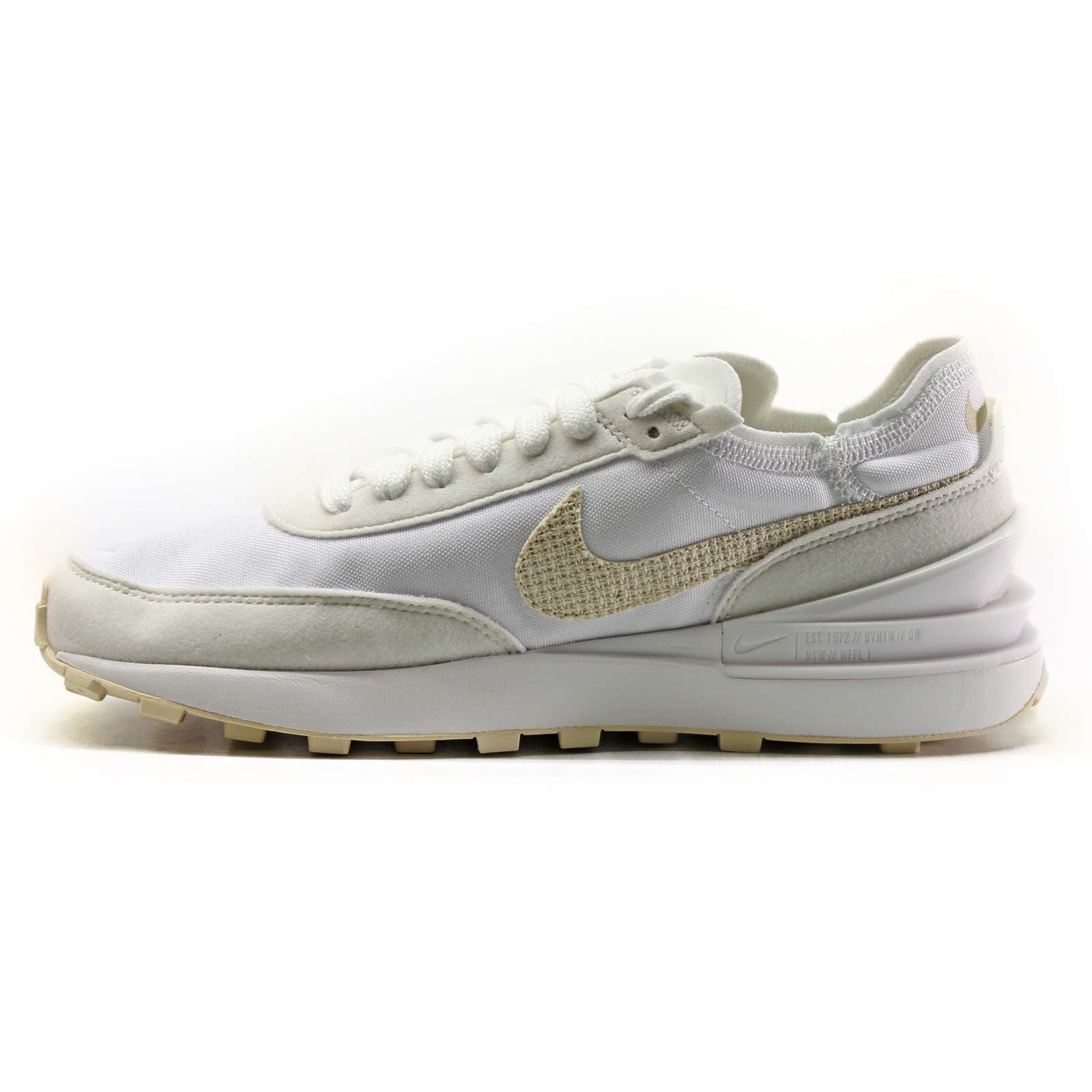 Nike Waffle One ESS Leather Textile Women's Low-Top Sneakers#color_summit white fossil