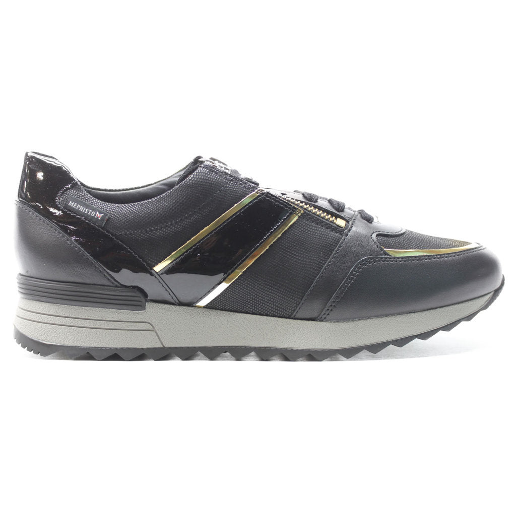 Mephisto Toscana Leather Textile Womens Sneakers#color_black