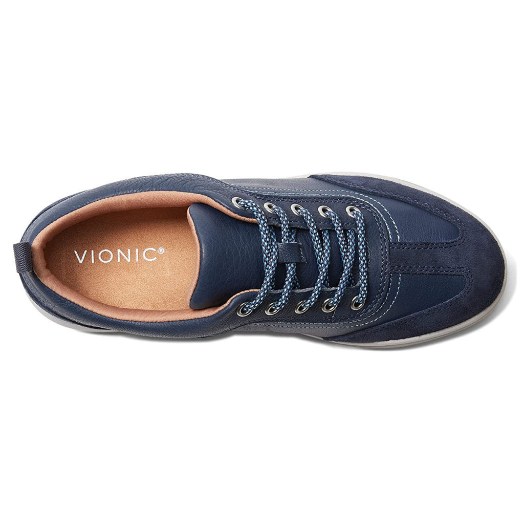 Vionic Nyla Leather Suede Womens Sneakers#color_navy