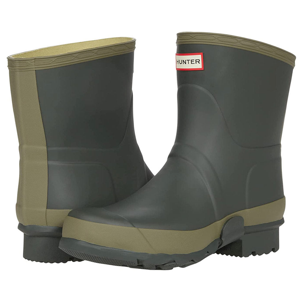 Hunter Field Gardener Rubber Men's Short Wellington Boots#color_dark olive clay