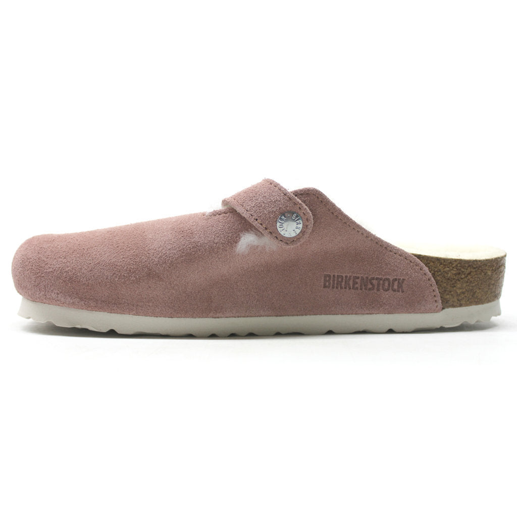 Birkenstock Boston VL Shearling Suede Unisex Sandals#color_pink clay