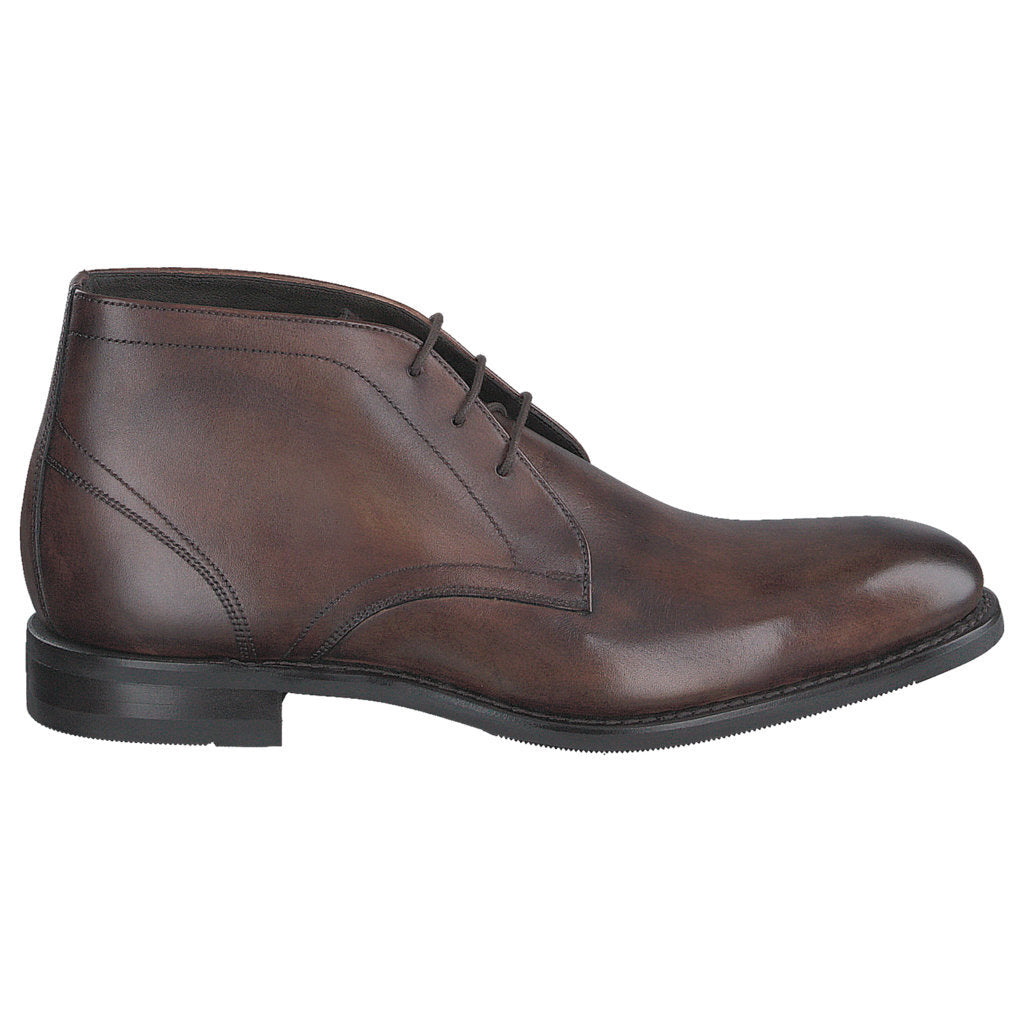 Loake Myers Polished Leather Men's Chukka Boots#color_dark brown