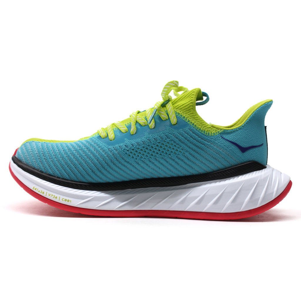 Hoka One One Carbon X 3 Textile Women's Low-Top Road Running Sneakers#color_evening primrose scuba blue