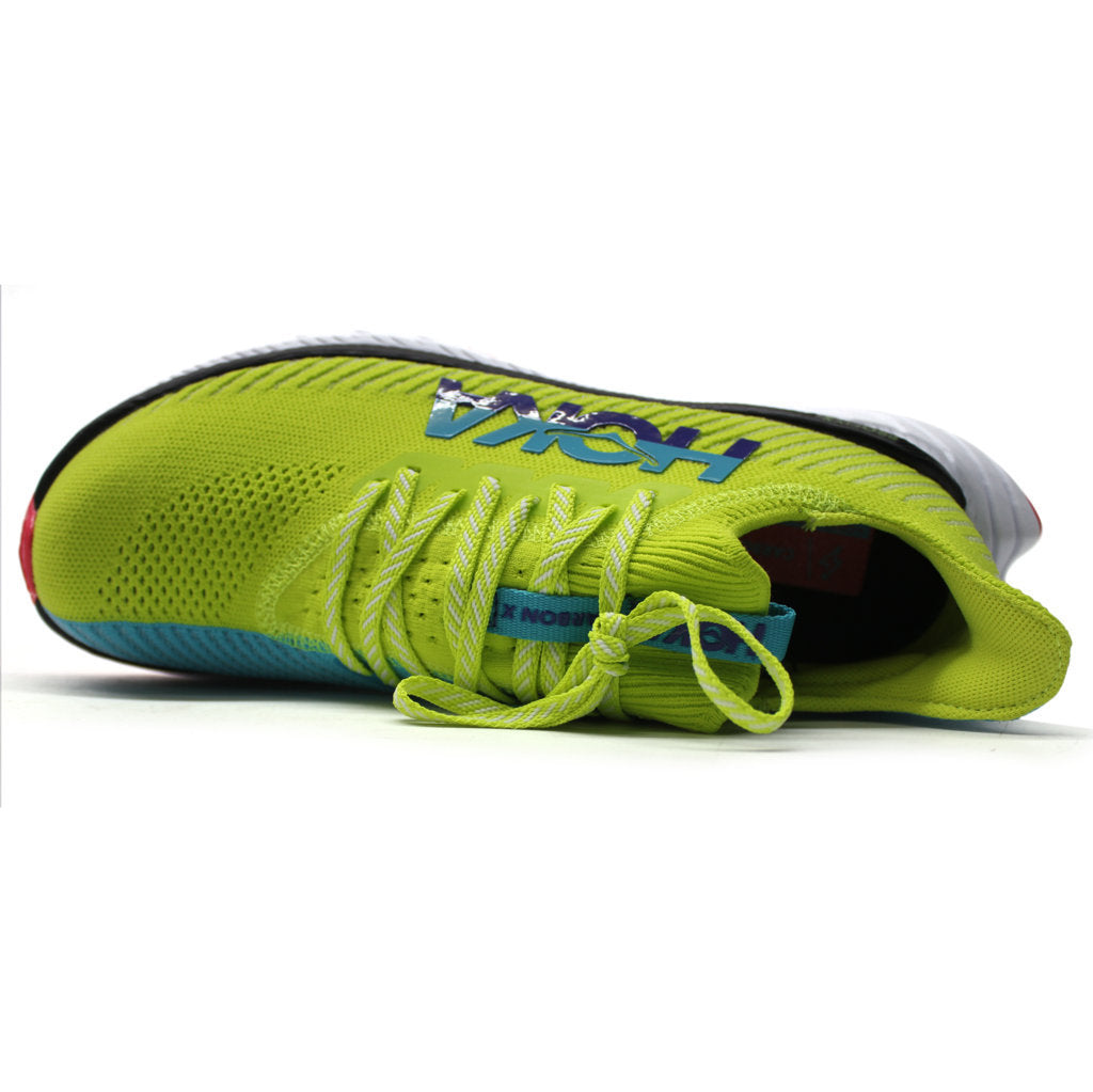 Hoka One One Carbon X 3 Textile Women's Low-Top Road Running Sneakers#color_evening primrose scuba blue