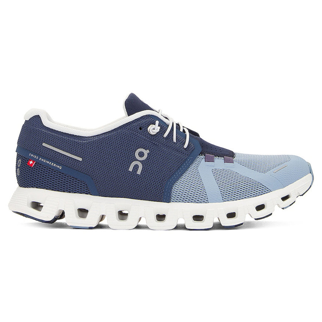 On Running Cloud 5 Fuse Textile Men's Low-Top Sneakers#color_storm chambray