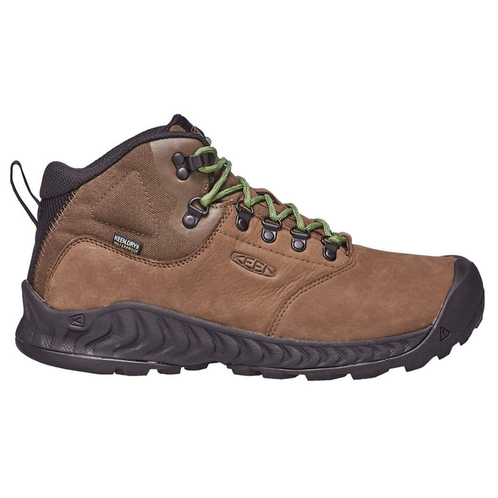 Keen NXIS Explorer Mid Waterproof Nubuck Leather Men's Lightweight Hiking Boots#color_bison campsite