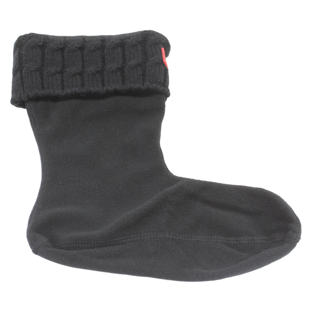 Hunter Recycled 6 Stitch Cable Short Sock Polyfleece Unisex Socks#color_black