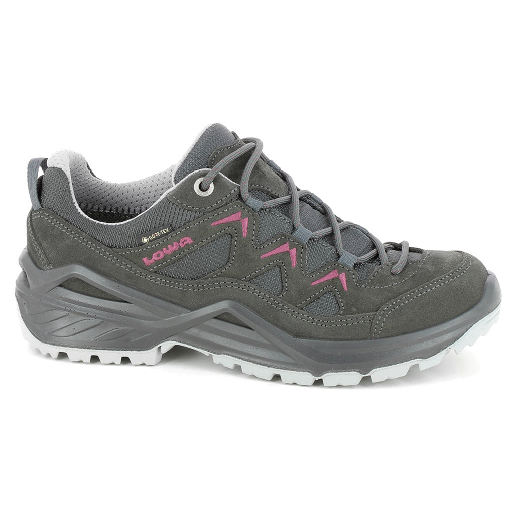 Lowa Sirkos Evo GTX Lo Suede Textile Womens Shoes#color_anthracite berry