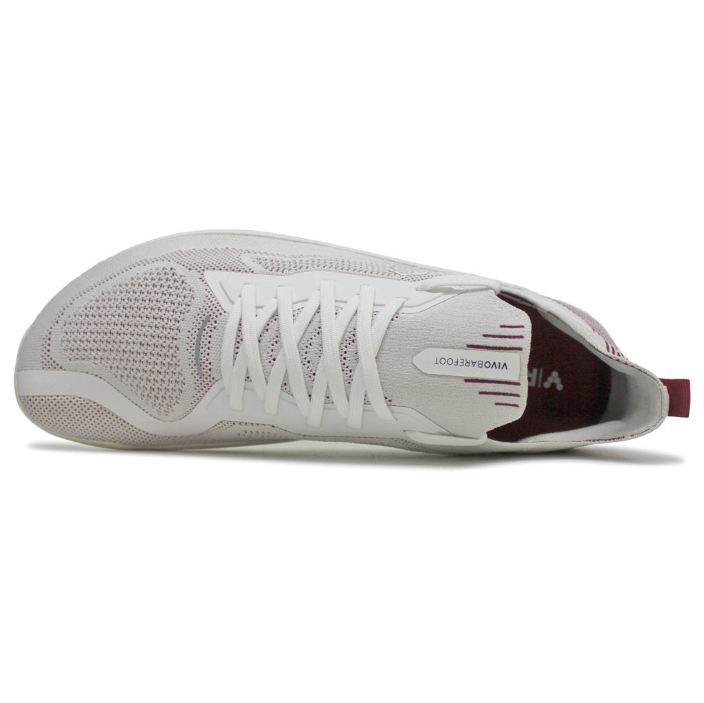 Vivobarefoot Primus Lite Knit Textile Synthetic Mens Sneakers#color_off white burgundy