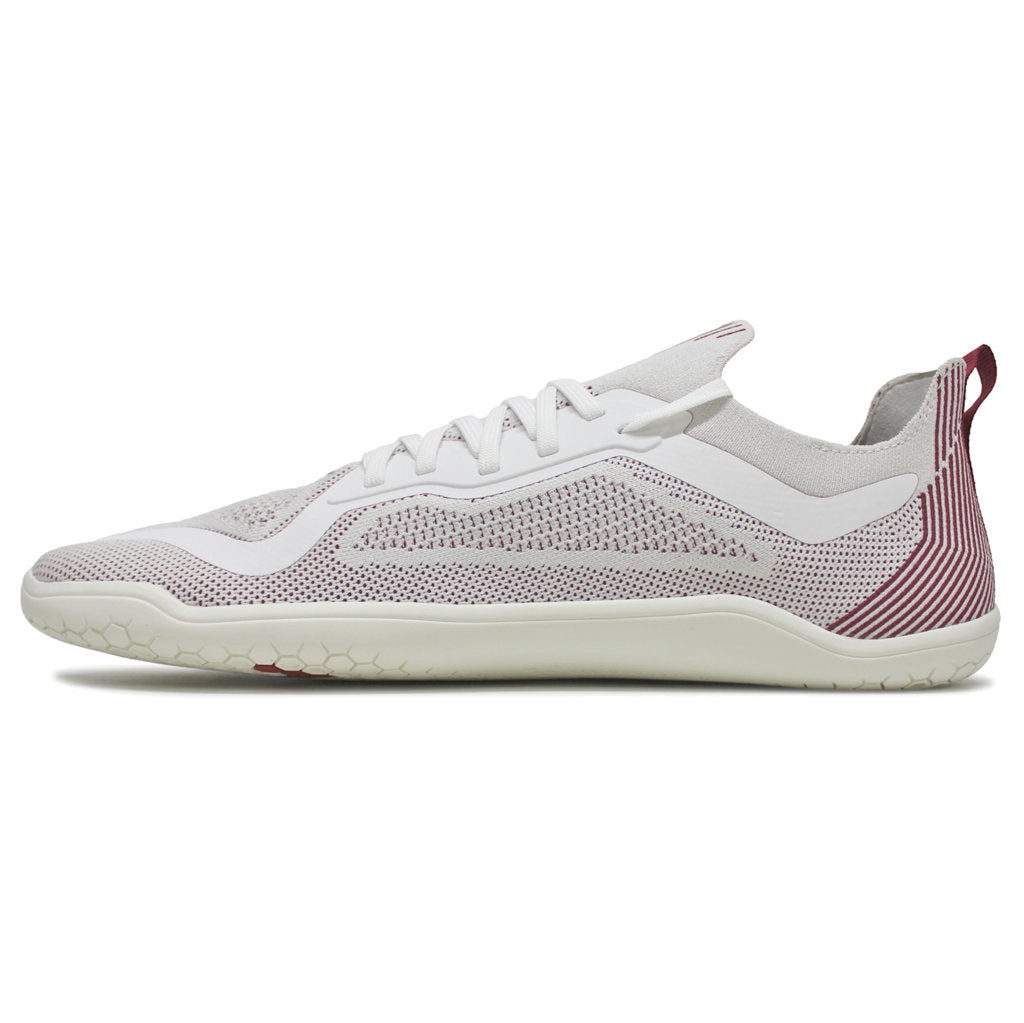 Vivobarefoot Primus Lite Knit Textile Synthetic Womens Sneakers#color_off white burgundy