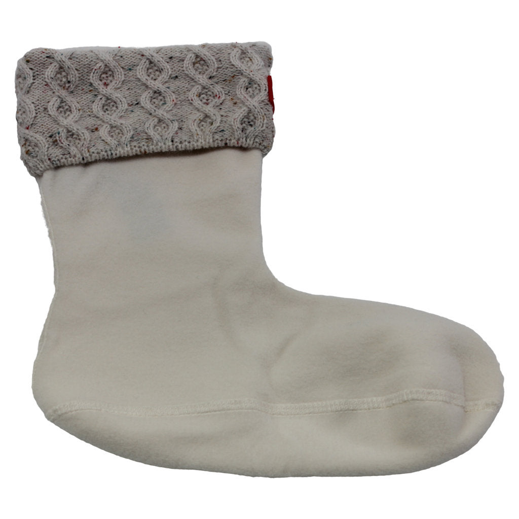 Hunter Twist Cable Short Boot Sock Polyfleece Unisex Socks#color_hunter white