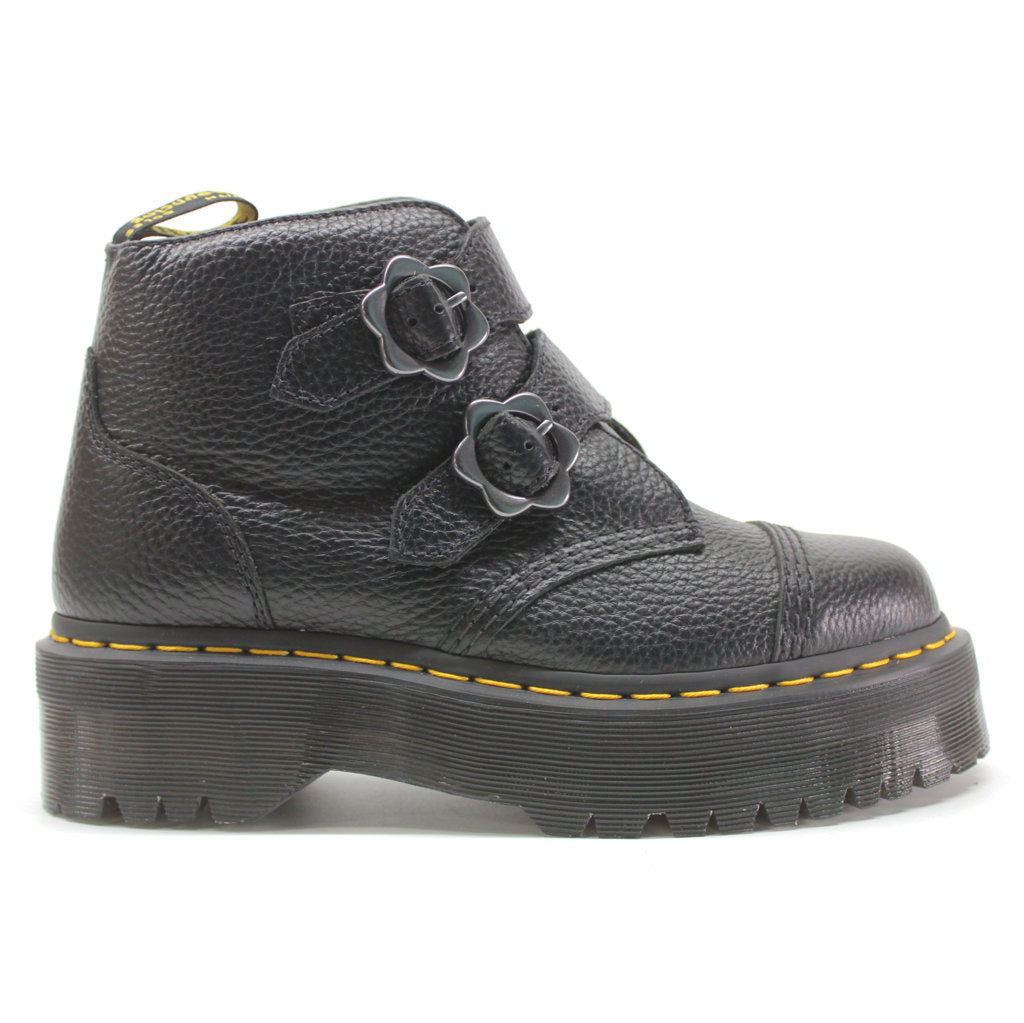 Dr. Martens Devon Flower Milled Nappa Leather Womens Boots#color_black