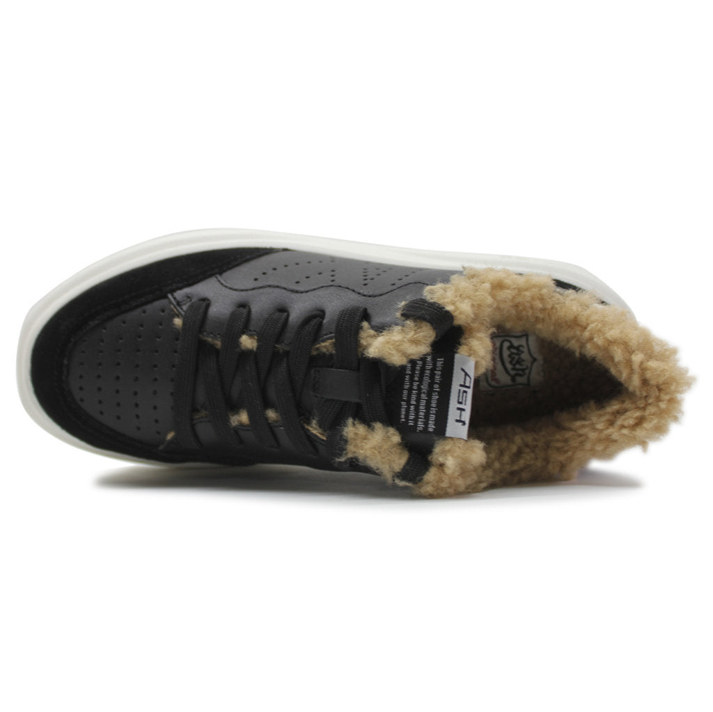 Ash Impuls Fur Leather Womens Sneakers#color_black black white