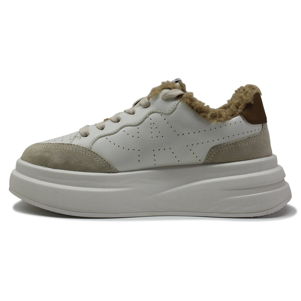 Ash Impuls Fur Leather Womens Sneakers#color_shell white golden brown