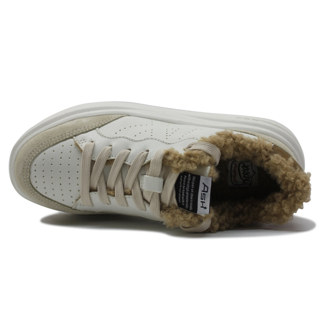 Ash Impuls Fur Leather Womens Sneakers#color_shell white golden brown