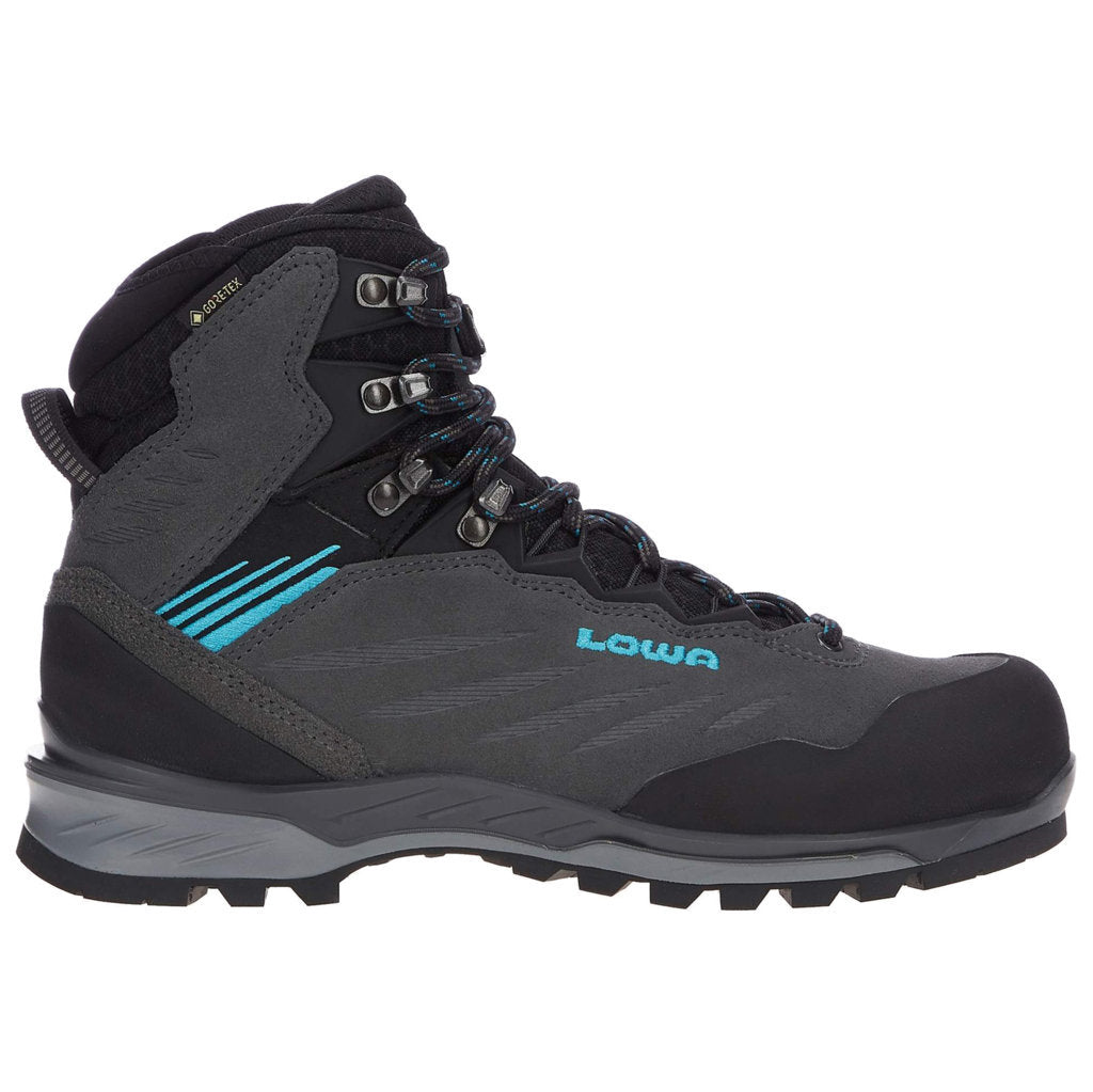 Lowa Cadin II GTX Mid Suede Textile Womens Boots#color_anthracite aquamarine