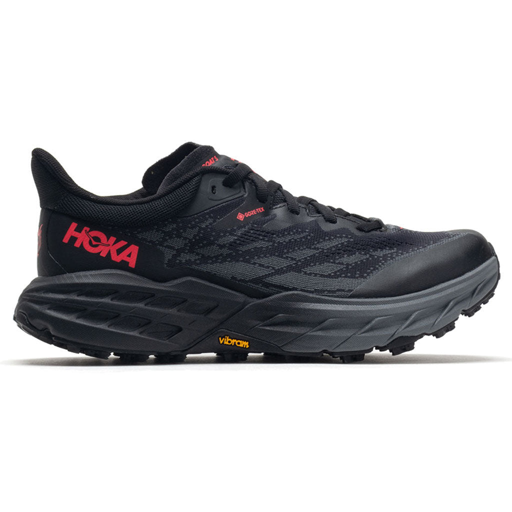 Hoka One One Speedgoat 5 GTX Spike Textile Synthetic Womens Sneakers#color_black black